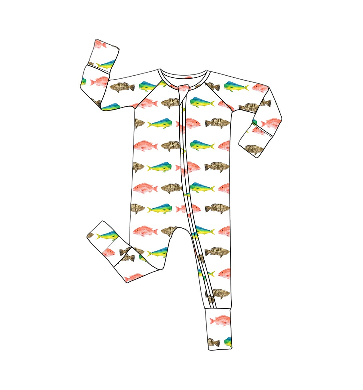 *PREORDER* Offshore Fish - Bamboo Zippy Sleeper Pajamas