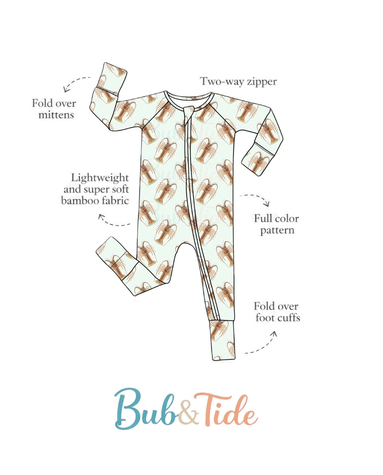 Lowtide Lobster - Bamboo Zippy Sleeper Pajamas - Ready to Ship
