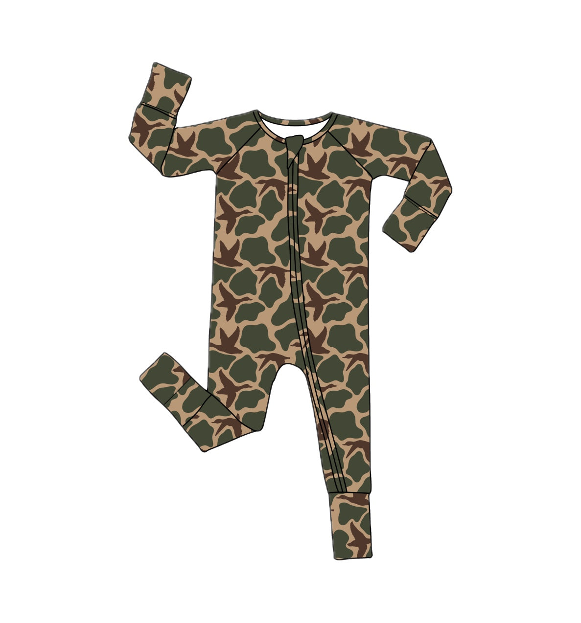 *PREORDER* Camo Geese - Bamboo Zippy Sleeper Pajamas