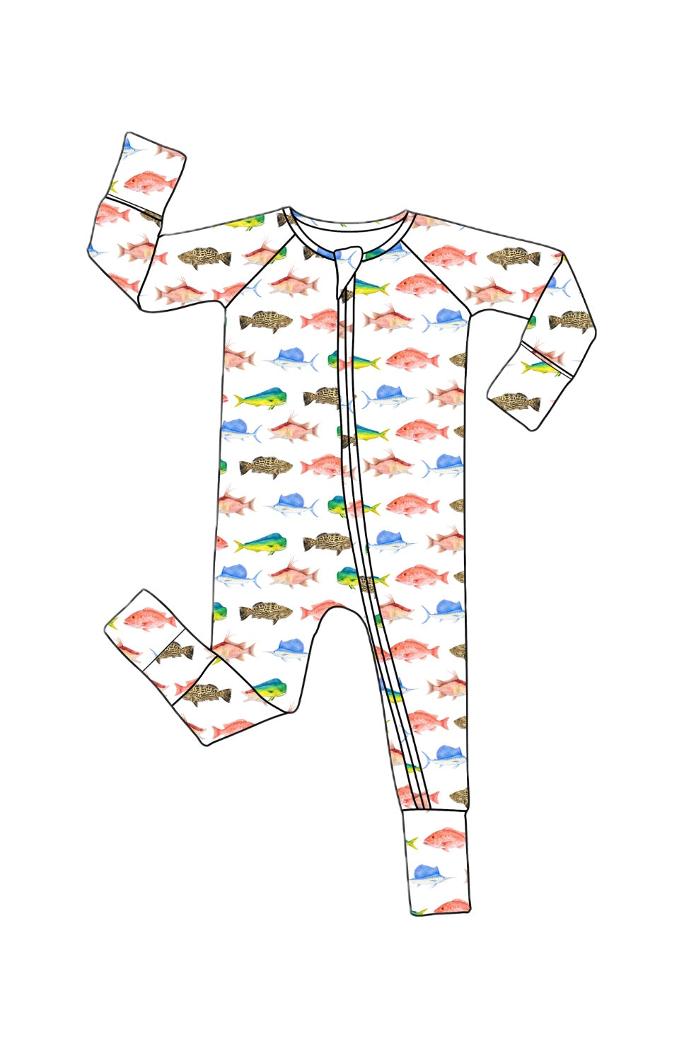 *PREORDER* Offshore Fish - Bamboo Zippy Sleeper Pajamas