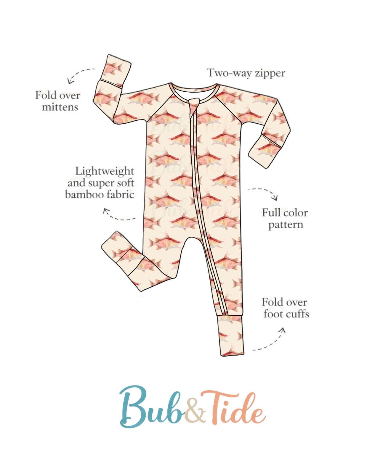 Hogfish Horizon - Bamboo Zippy Sleeper Pajamas - Ready to Ship