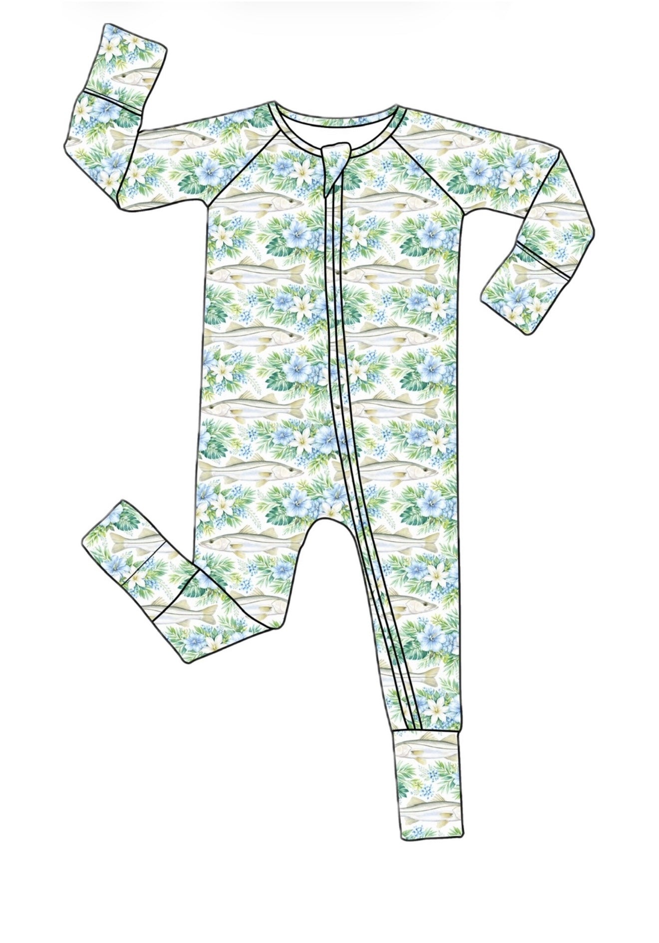 *PREORDER* Floral Snook - Bamboo Zippy Sleeper Pajamas