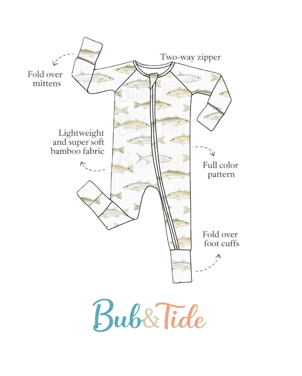 Drifters - Snook, Tarpon, Redfish & Trout - Bamboo Zippy Sleeper Pajamas - Ready to Ship