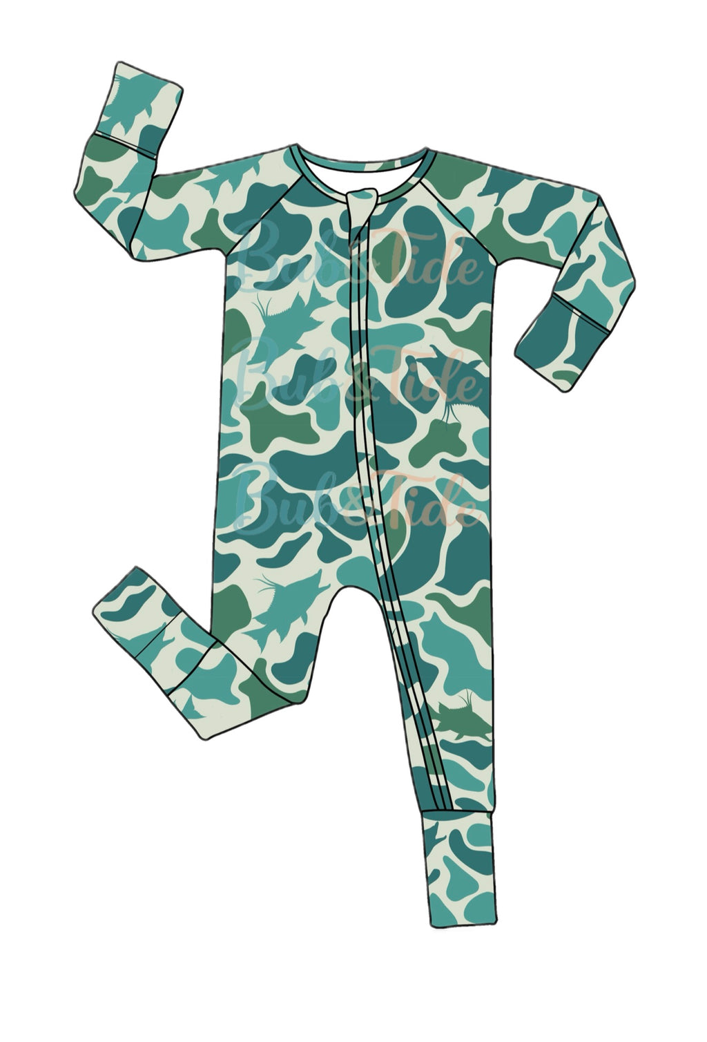 Hogfish Hideout - Coastal Camo Bamboo Zippy Sleeper Pajamas - Ready to Ship