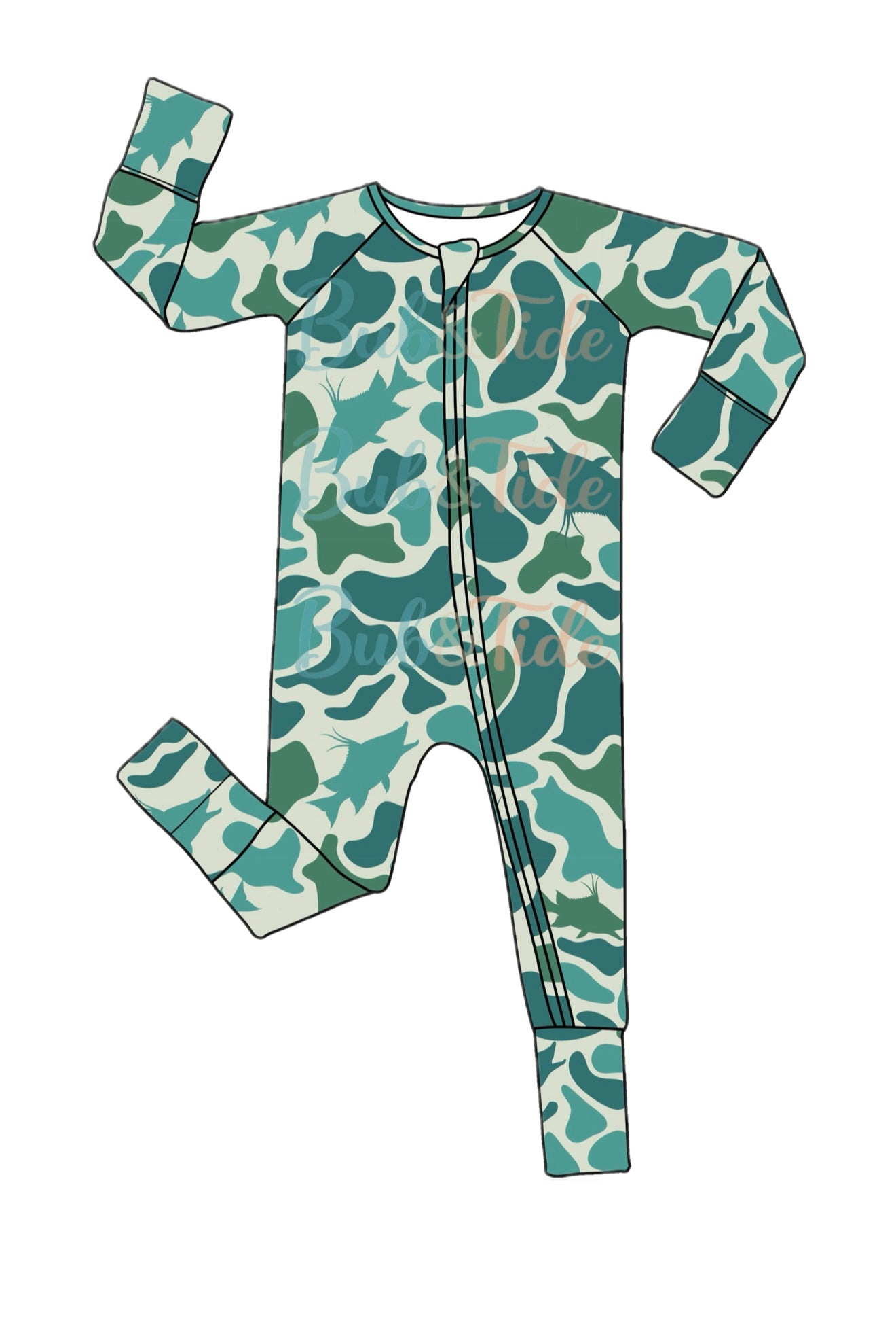 Hogfish Hideout - Coastal Camo Bamboo Zippy Sleeper Pajamas - Ready to Ship