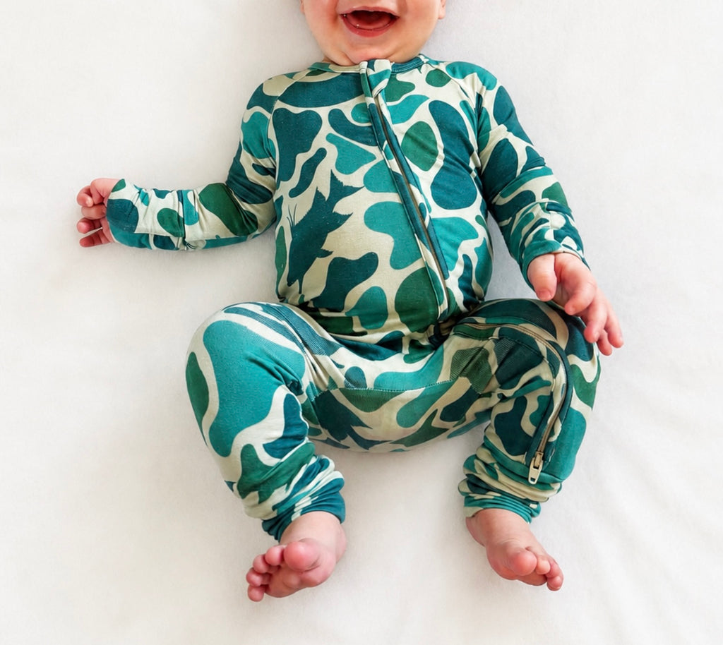 Hogfish Hideout - Coastal Camo Bamboo Zippy Sleeper Pajamas - Ready to Ship