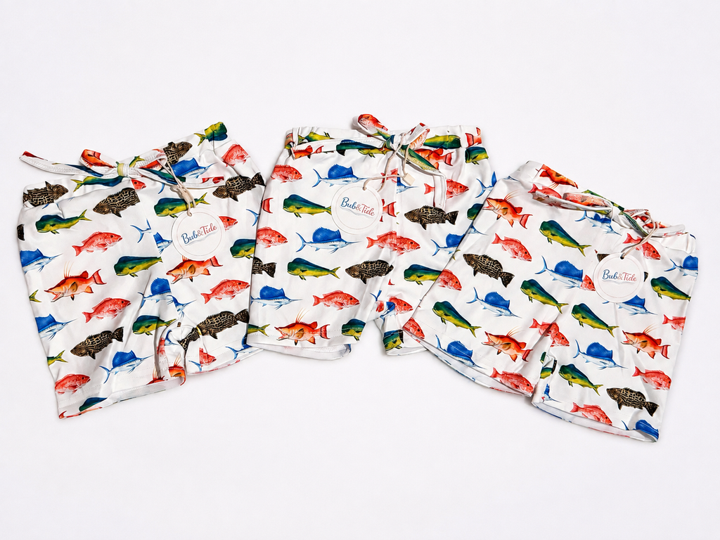 Offshore Fish Swim Outfit - Shorts & Rash Guard included - READY TO SHIP