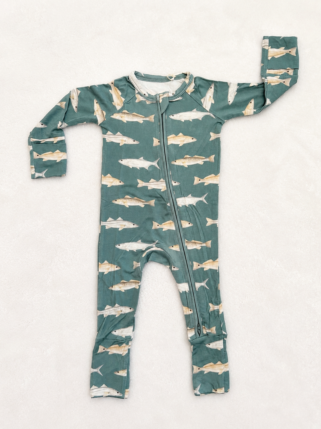 Drifters - Snook, Tarpon, Redfish & Trout - Bamboo Zippy Sleeper Pajamas - Green - READY TO SHIP