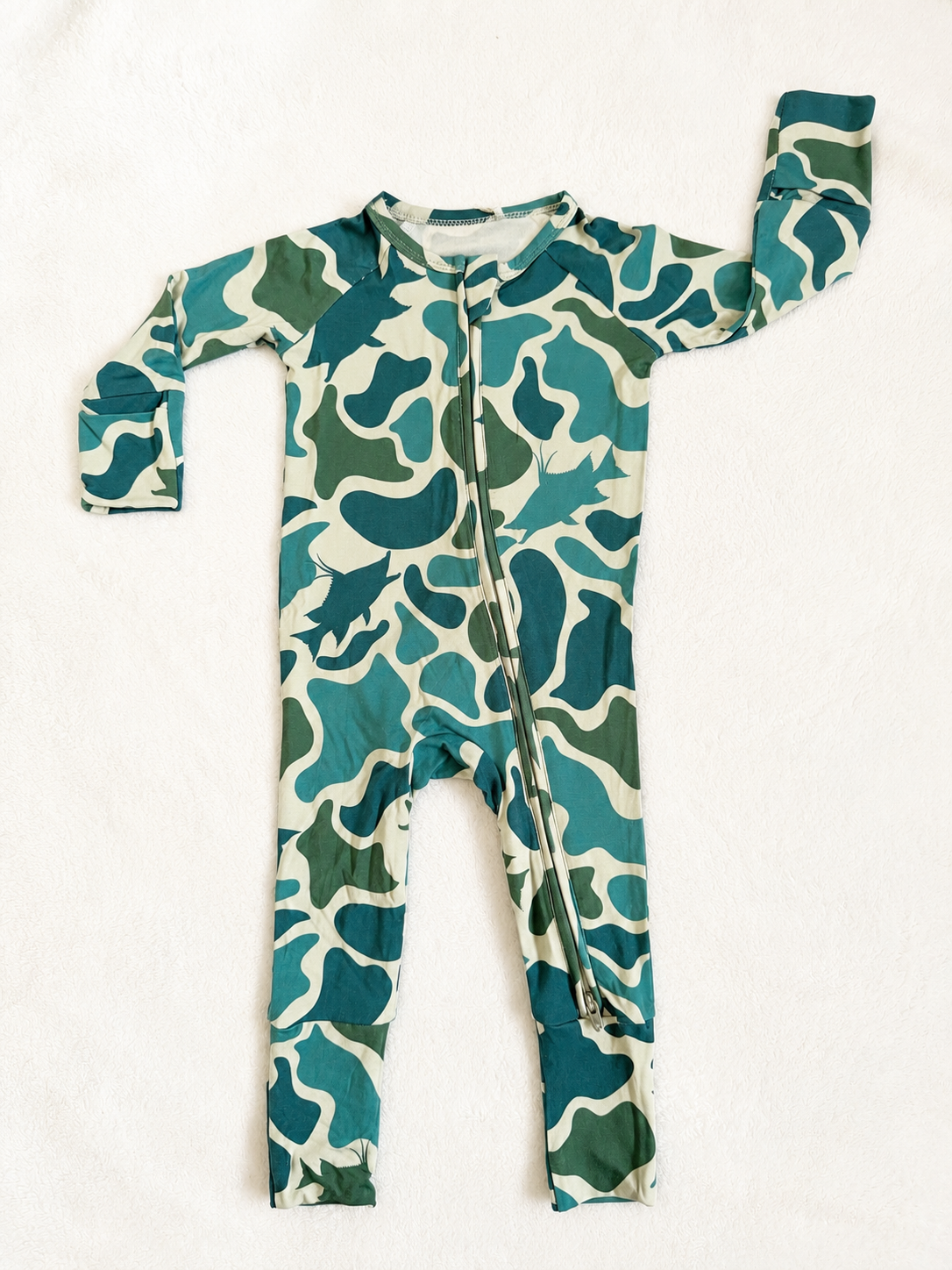 Hogfish Hideout - Coastal Camo Bamboo Zippy Sleeper Pajamas - Ready to Ship
