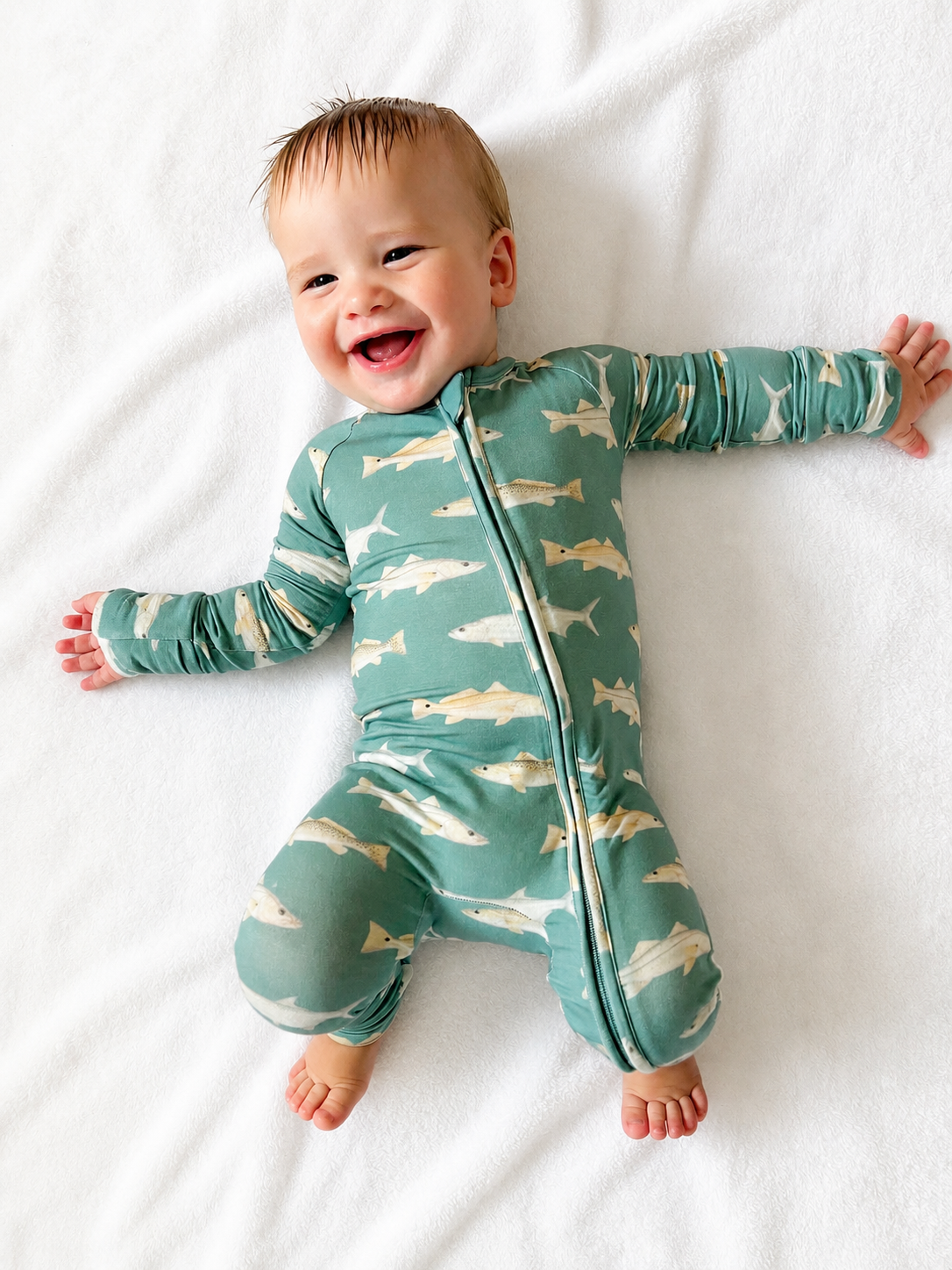 Drifters - Snook, Tarpon, Redfish & Trout - Bamboo Zippy Sleeper Pajamas - Green - READY TO SHIP