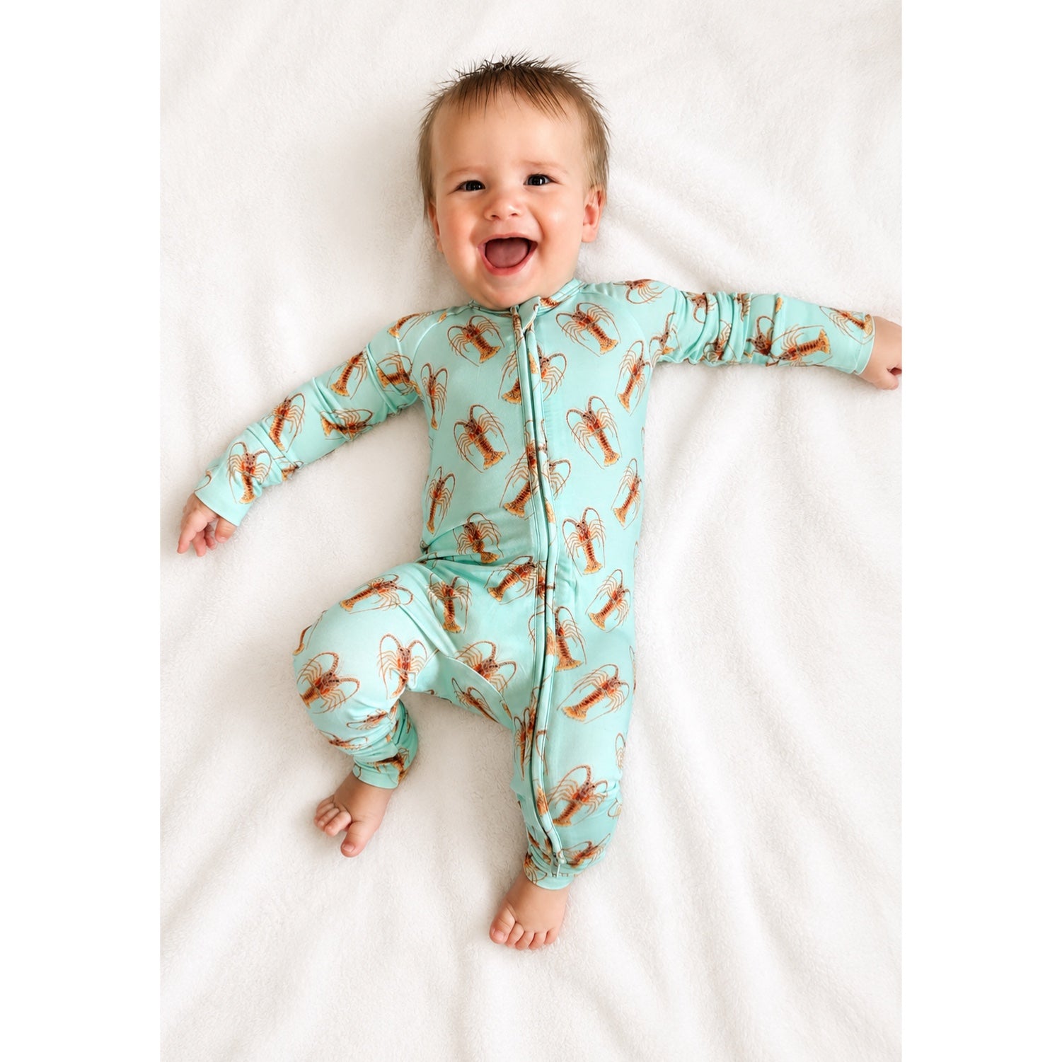 Lowtide Lobster - Bamboo Zippy Sleeper Pajamas - READY TO SHIP