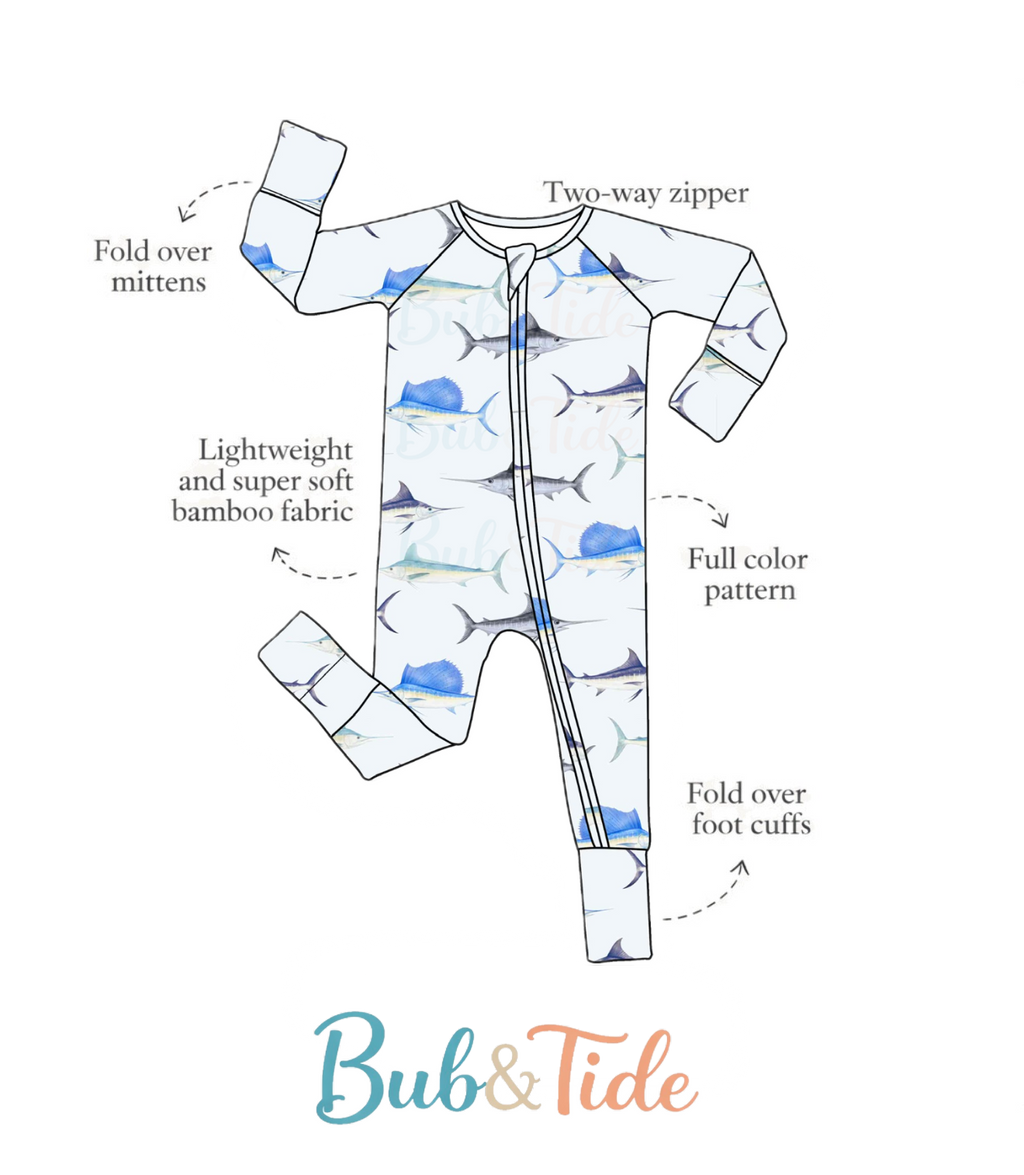 Billfish Blitz - Bamboo Zippy Sleeper Pajamas - Ready to Ship