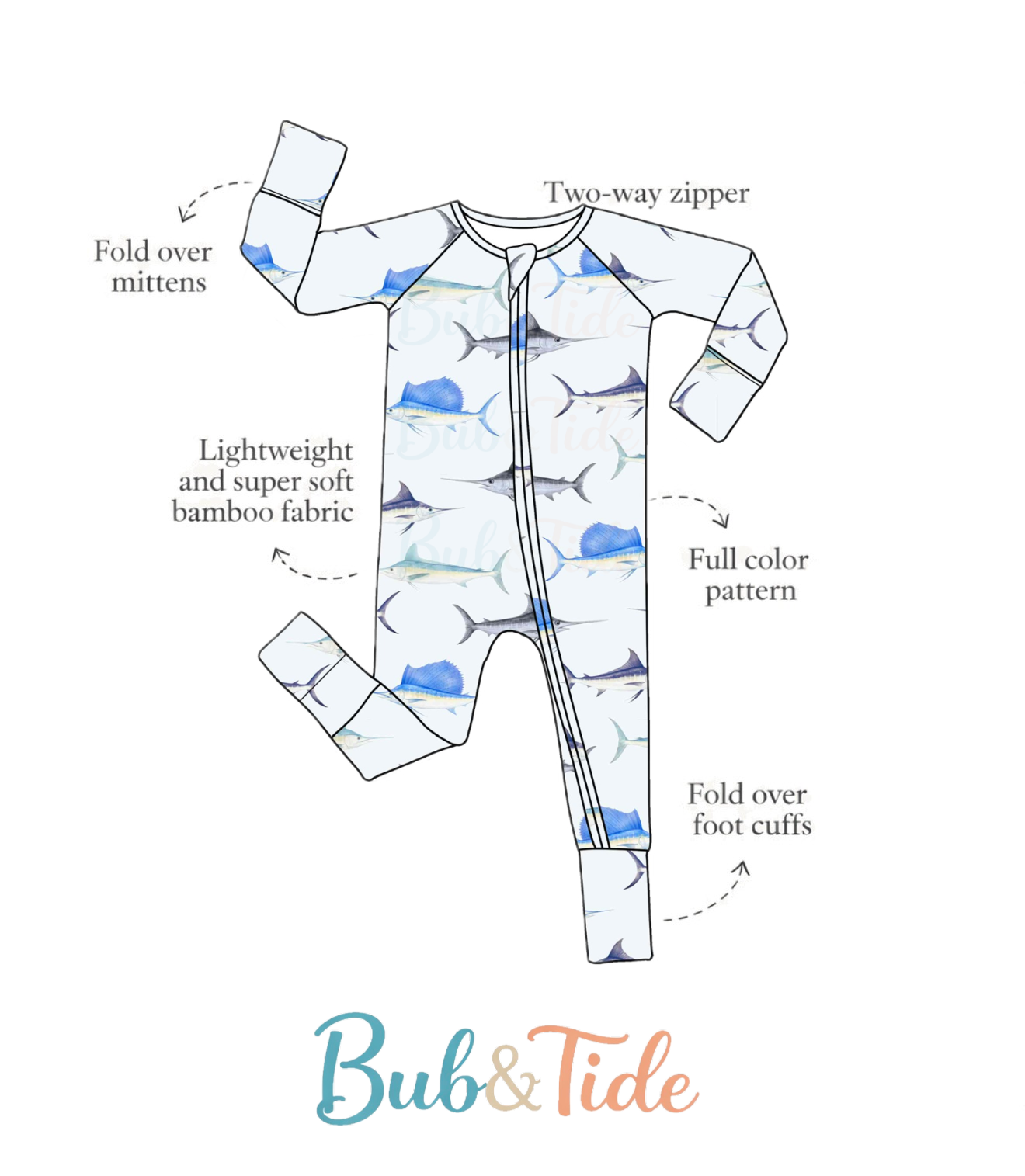 Billfish Blitz - Bamboo Zippy Sleeper Pajamas - Ready to Ship