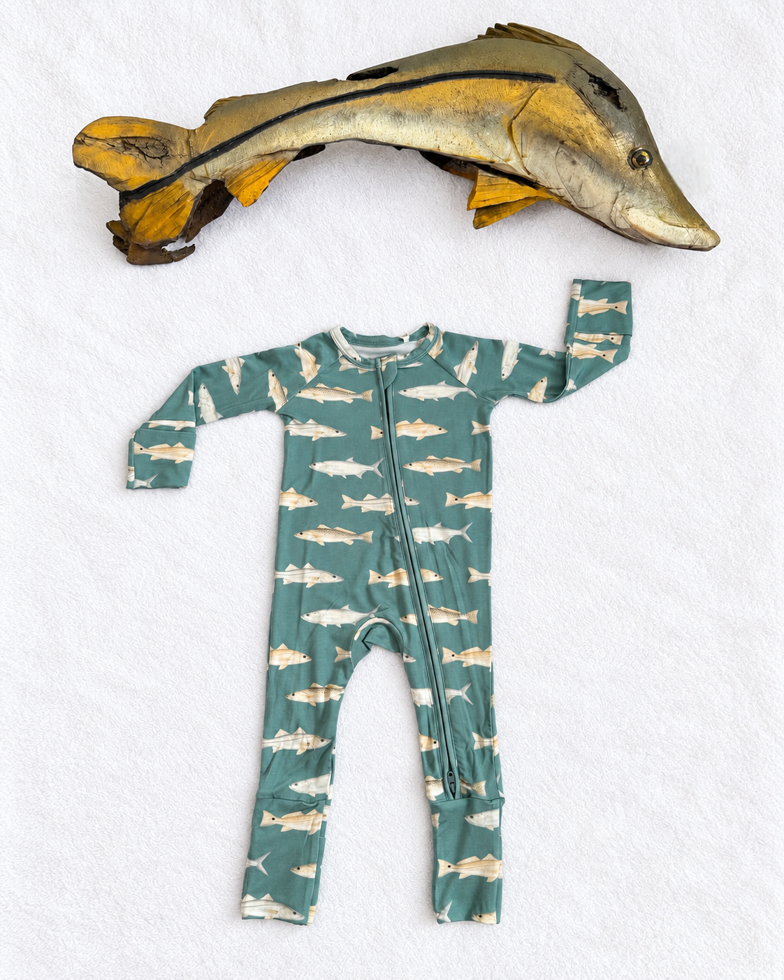 Drifters - Snook, Tarpon, Redfish & Trout - Bamboo Zippy Sleeper Pajamas - Green - READY TO SHIP
